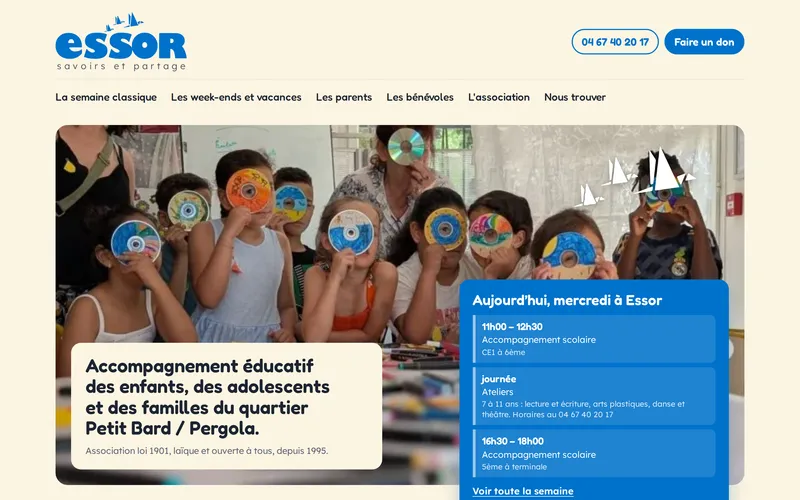 Capture du site de l'association Essor